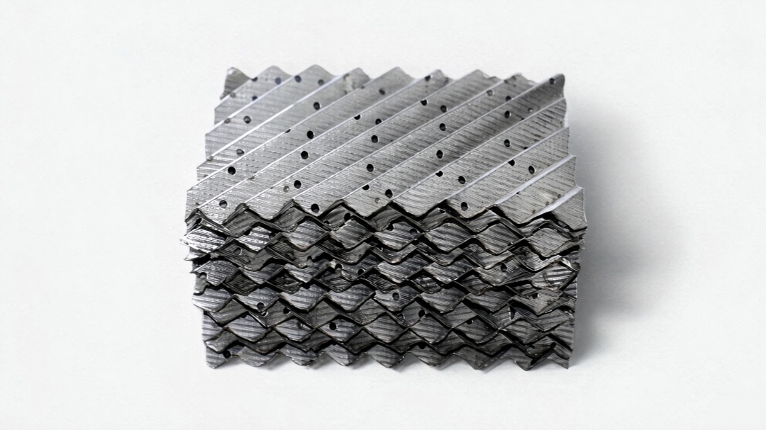 250Y Metal Structured Packing close-up of corrugated sheets